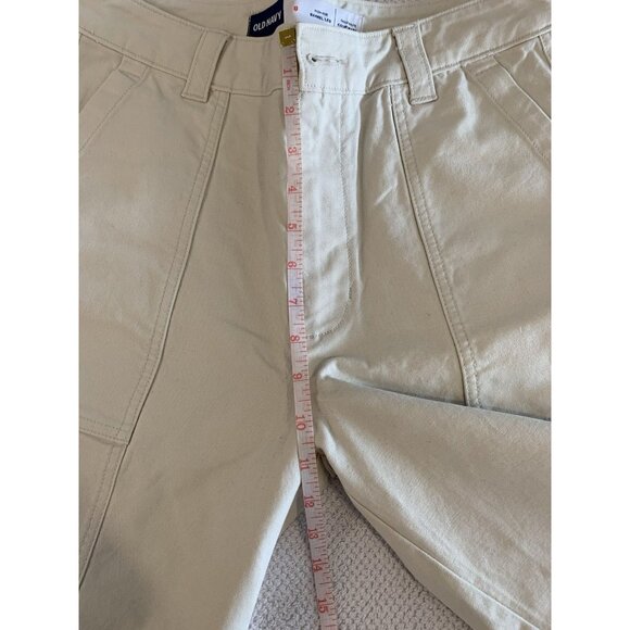 Old Navy High Rise Barrel Leg Pants Size 8 Beige Utility Minimalist Casual Ankle - Picture 6 of 9